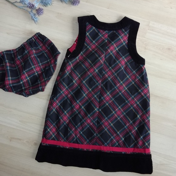 Childrens Place 4T Plaid & Velvet Trim Dress 4T - Picture 3 of 5